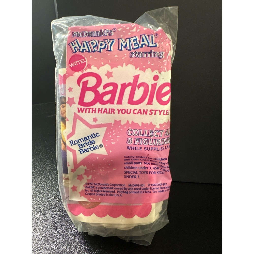 1992 McDonald's Romantic Bride Barbie Happy Meal Toy Sealed Vintage Mattel